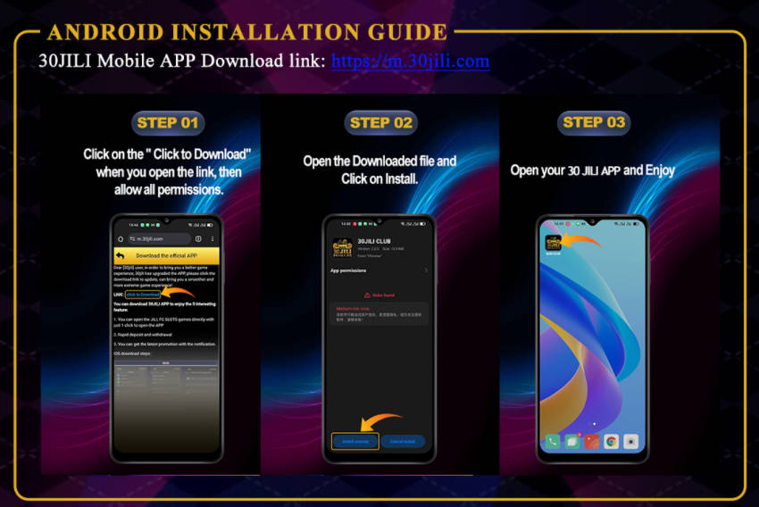 Step 1 : How to apply Download 30jili App Bonus